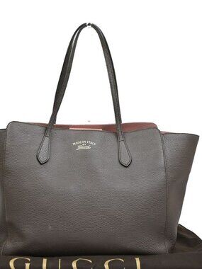 Gucci Swing Tote Gray Pink Leather